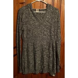 Roxy women’s gray babydoll tunic sweater with hood size XL